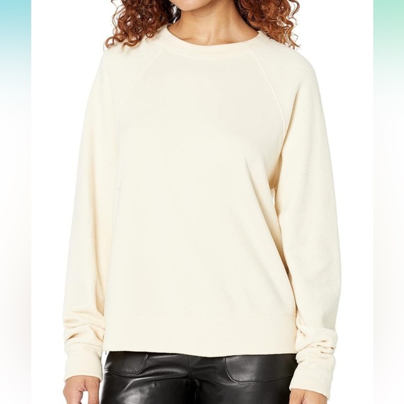 NWT Monrow cream Mix Teddy Fleece pullover sz S - Picture 1 of 10